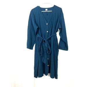 N2Z Clothing Women's Oversized One Size XL Tie Waist Botton Down Shirt Dress